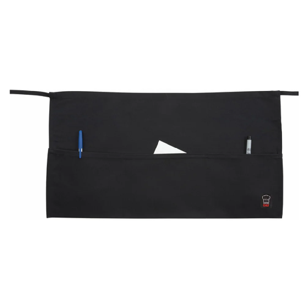 Winco WA-1221 21-3/4 Inch Waist Apron Black Cotton/Polyester with 3 Pockets