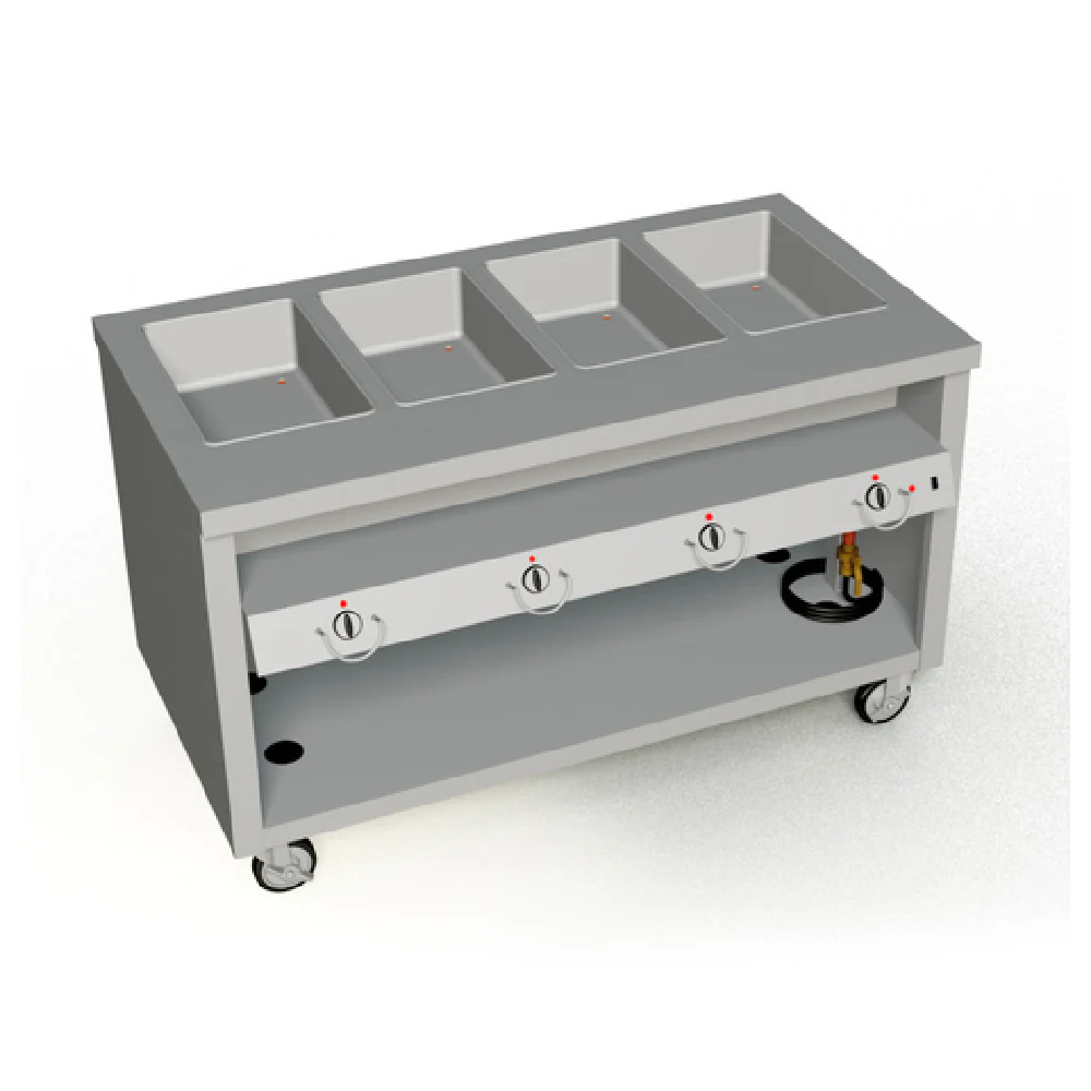 Duke TEHF-60SS_240/60/3 60 Inch Electric Hot Food Unit Mobile Stainless Steel with 4 Wells