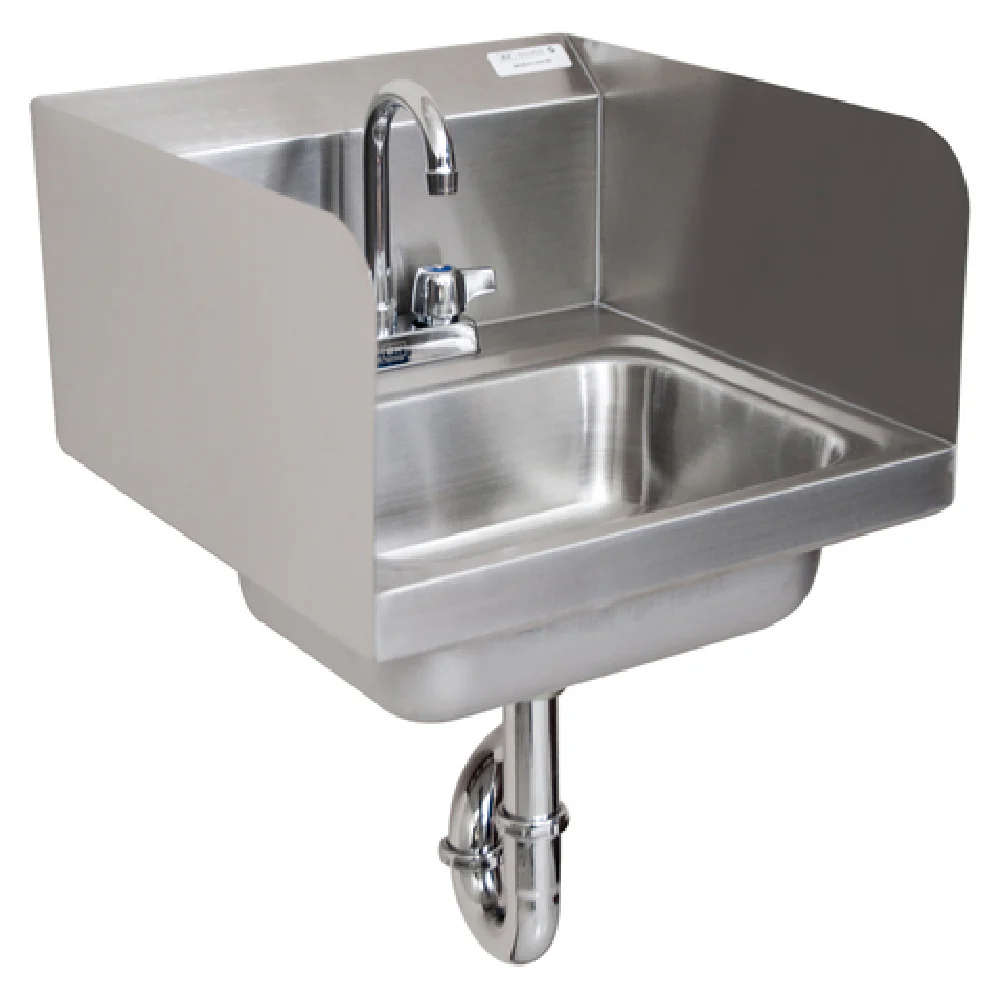 BK Resources BKHS-D-1410-SS-PT-G 14 Inch Hand Sink Wall Mount with Side Splash