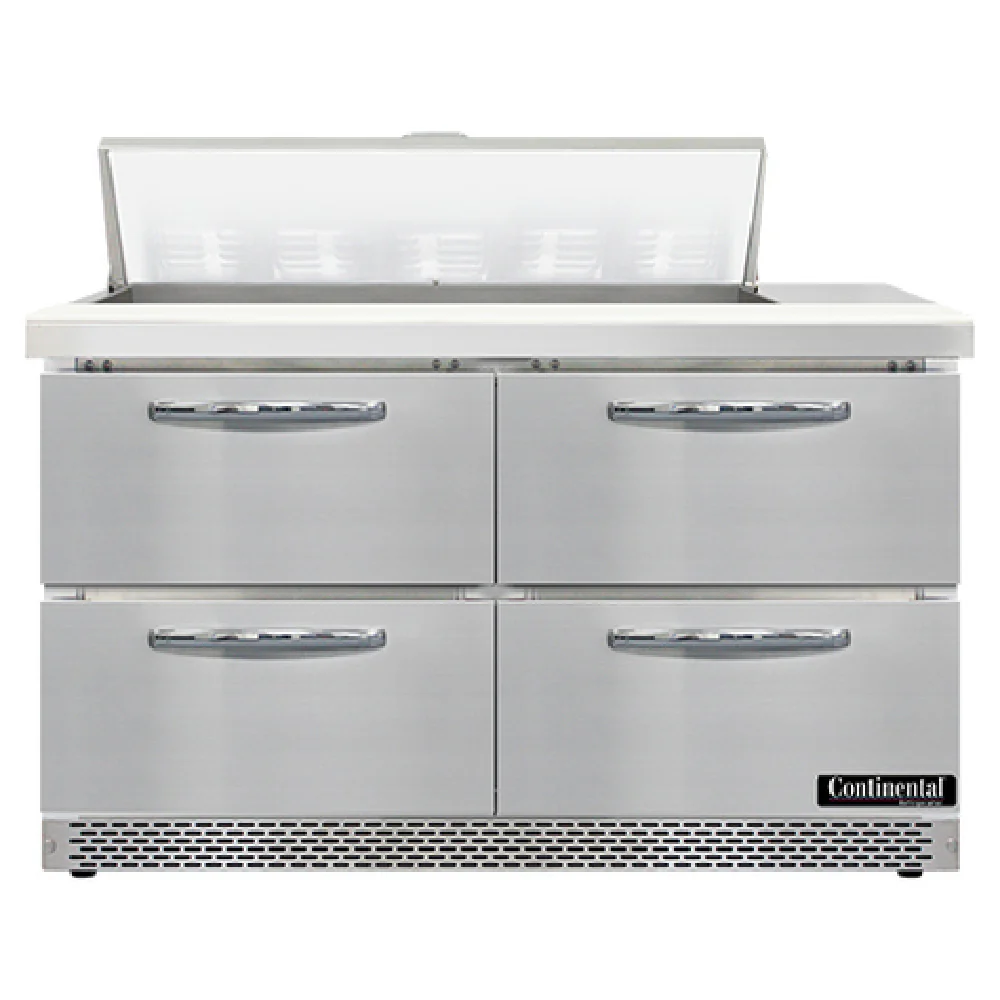 Continental Refrigerator SW48N10-FB-D 48 Inch Refrigerated Counter Sandwich Unit 13.4 cu ft with Four Drawers
