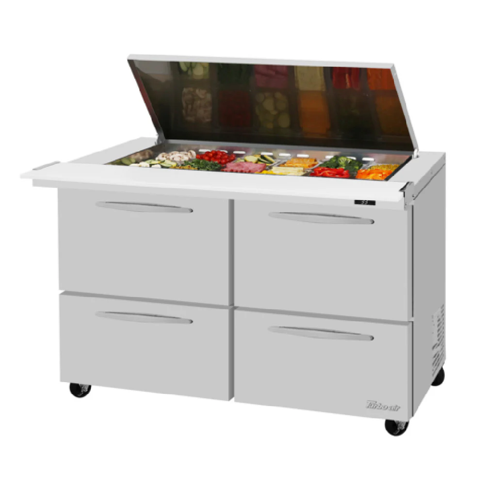 Turbo Air PST-48-18-D4-N-FL 48 Inch PRO Series Refrigerated Counter with Flat Lid Turbo Air PST-48-18-D4-N-FL 48 Inch PRO Series Refrigerated Counter with Flat Lid
