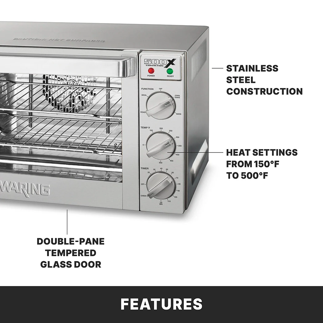 Waring WCO500XKSDI 23 Inch Electric Convection Oven Commercial Stainless Steel with 3 Racks Waring WCO500XKSDI 23 Inch Electric Convection Oven Commercial Stainless Steel with 3 Racks