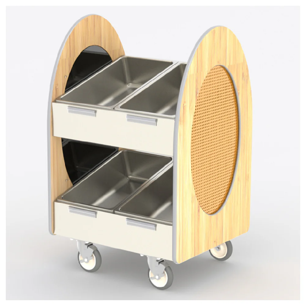 Lakeside 68322 27-3/4 Inch Merchandising Cart 2-tier Stainless Steel with Signage Panels Lakeside 68322 27-3/4 Inch Merchandising Cart 2-tier Stainless Steel with Signage Panels