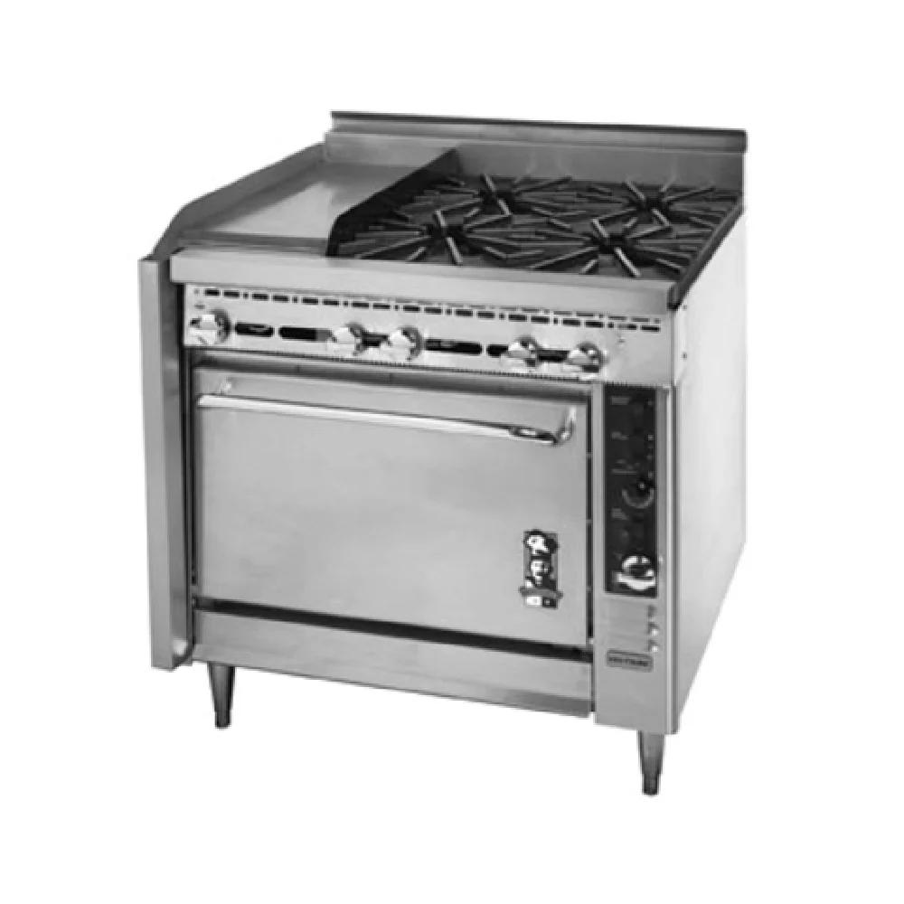Montague Company V136-6 36 Inch Heavy Duty Gas Range with 12 Inch Griddle and 4 Burners 120000 BTU