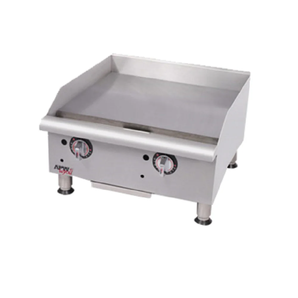 APW Wyott GGM-18S_LP 18 Inch Gas Griddle Countertop Stainless Steel Manual Controls 20000 BTU