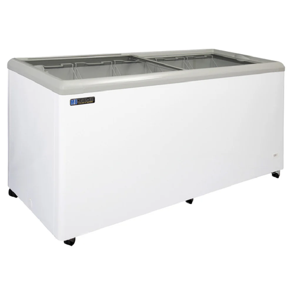 Master-Bilt MSF-71AN 70 Inch COLDIN-3 Display Freezer Gas Chest Freezer White Zinc-Coated Steel with Flat Tempered Glass Sliding Lids