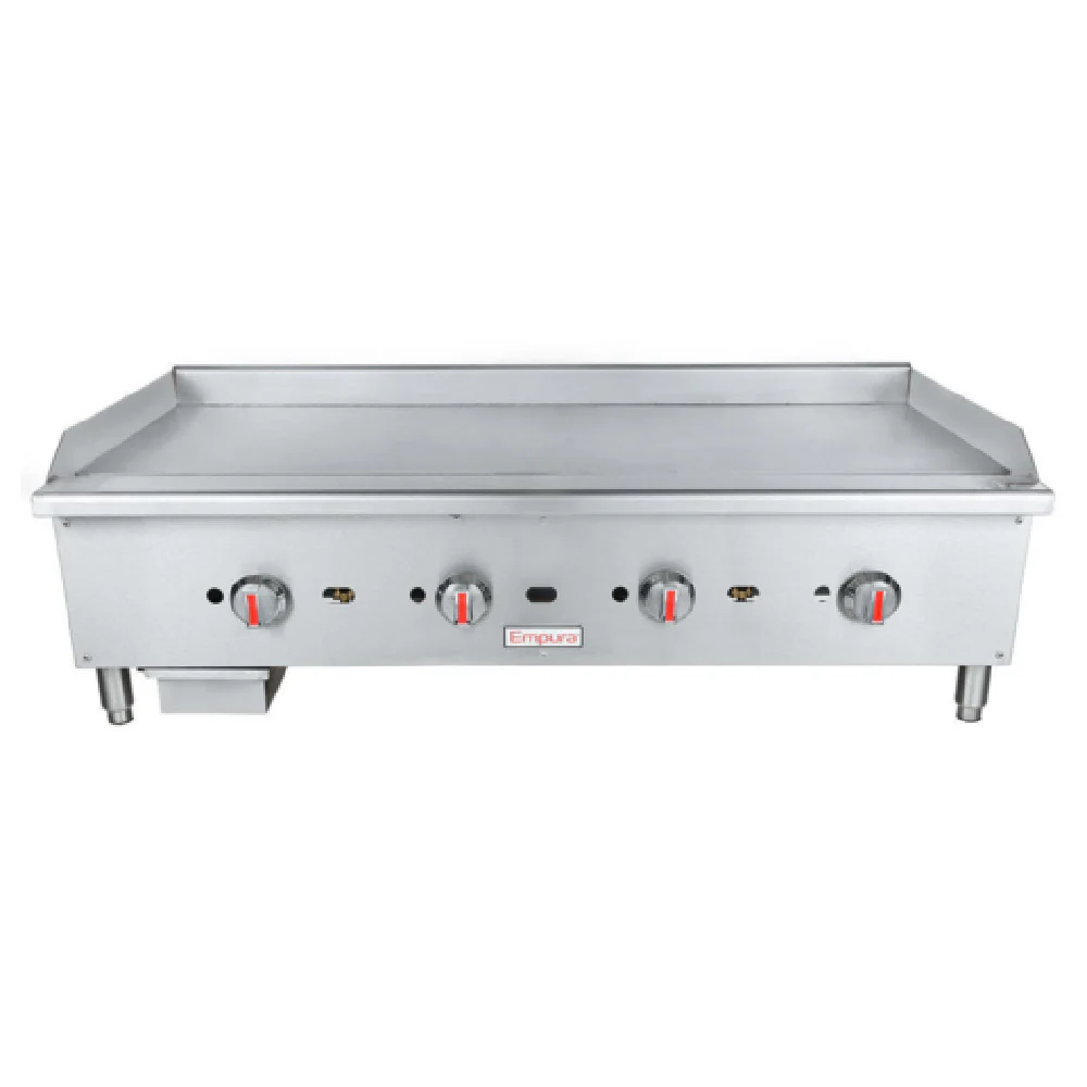 Empura Equipment EGG-48ST 47-3/8 Inch Countertop Griddle Gas Stainless Steel with 4 Burner 120000 BTU Empura Equipment EGG-48ST 47-3/8 Inch Countertop Griddle Gas Stainless Steel with 4 Burner 120000 BTU