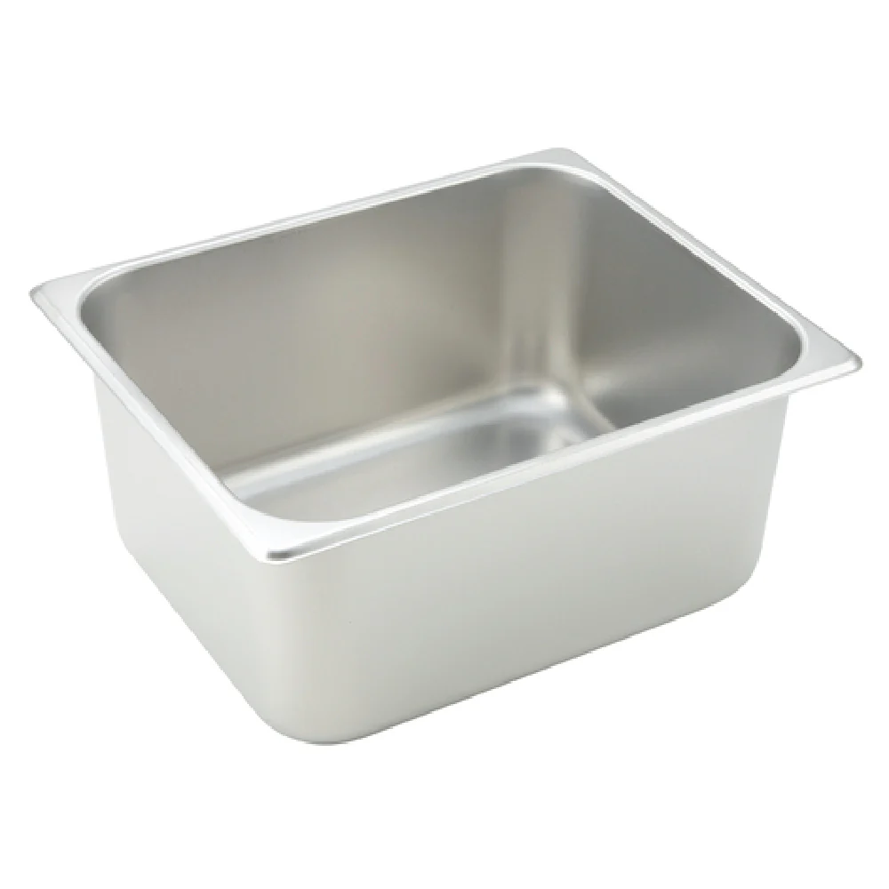 Winco SPH6 12-3/4 Inch Steam Table Pan 1/2 Size 25 Gauge Stainless Steel with Straight Sides