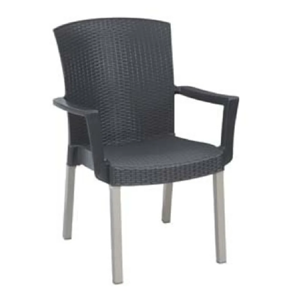 Grosfillex 45903002 Armchair for Outdoor Use Synthetic Wicker Charcoal