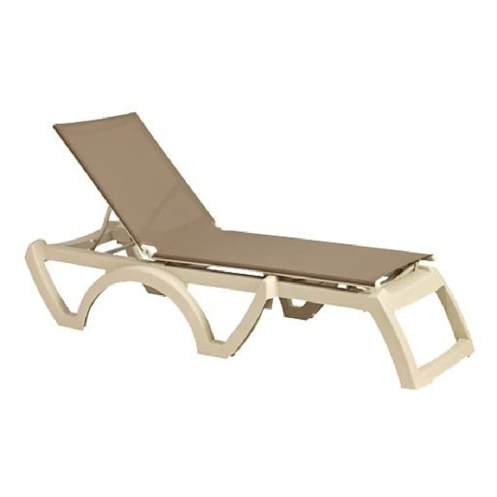 Grosfillex US166181 24 Inch Jamaica Beach Chaise Stackable With Adjustable Sling Sandstone Resin Taupe Grosfillex US166181 24 Inch Jamaica Beach Chaise Stackable With Adjustable Sling Sandstone Resin Taupe