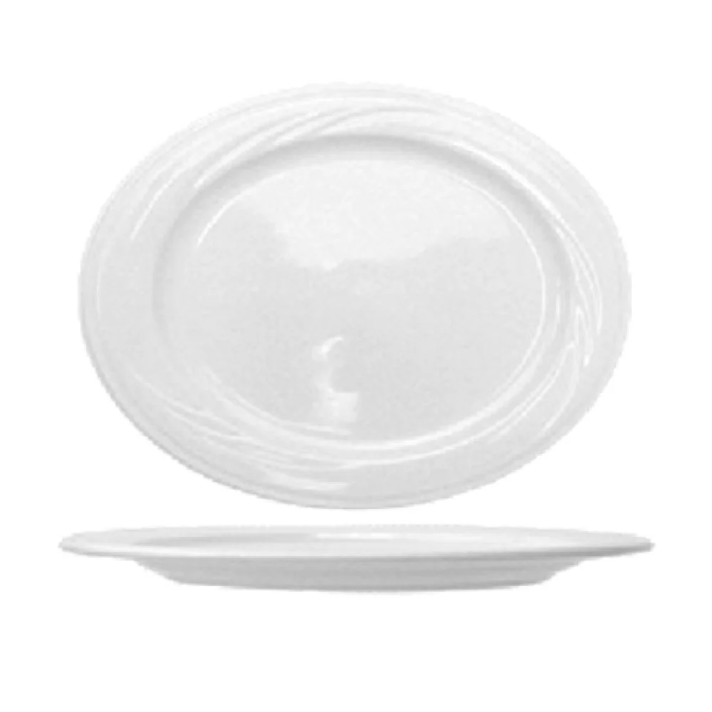 International Tableware AM-12 10-1/2 Inch Oval Platter Porcelain Rolled Edge Lead Free