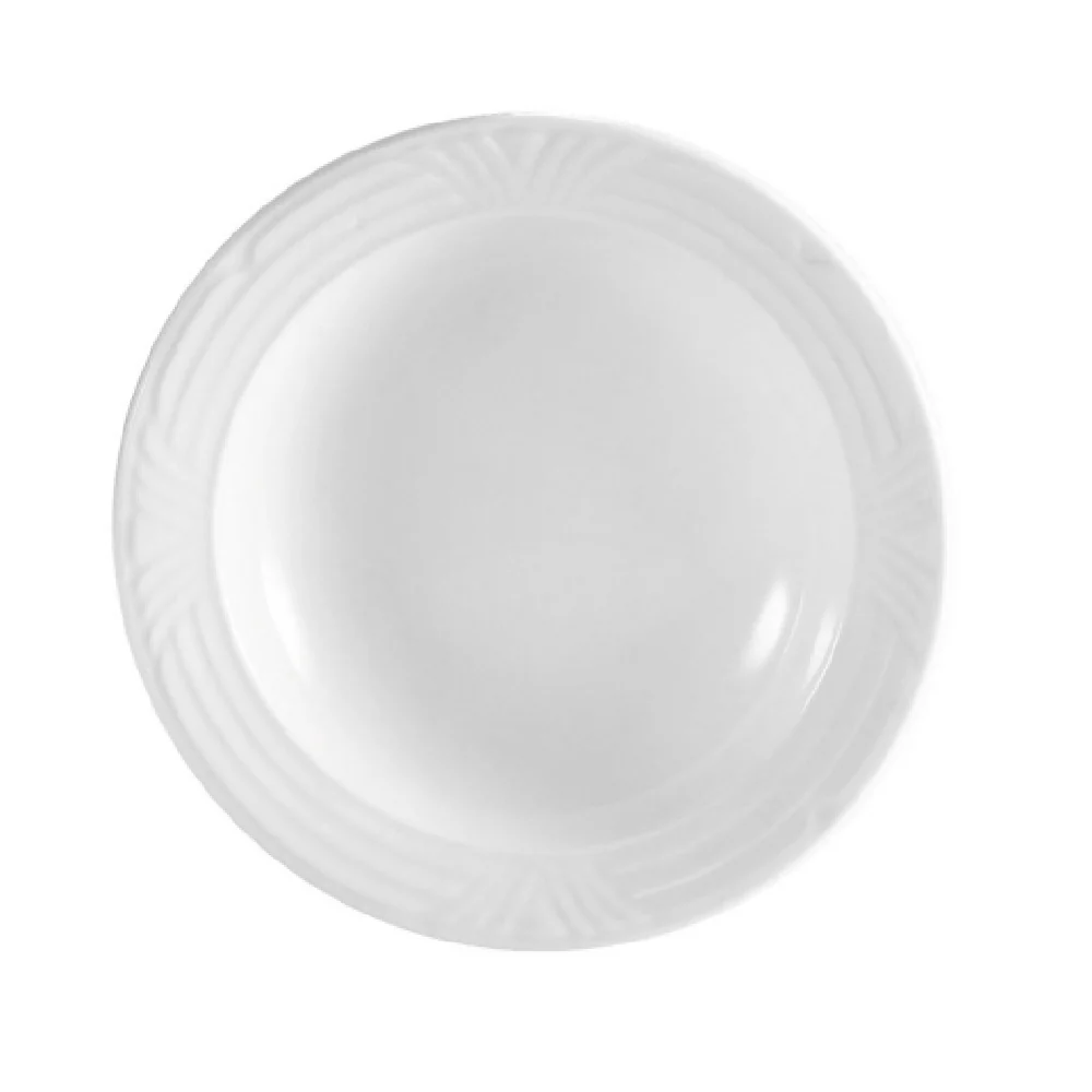 CAC China CRO-120 22 Oz. Round Pasta Bowl 12 Inch Porcelain with Embossed