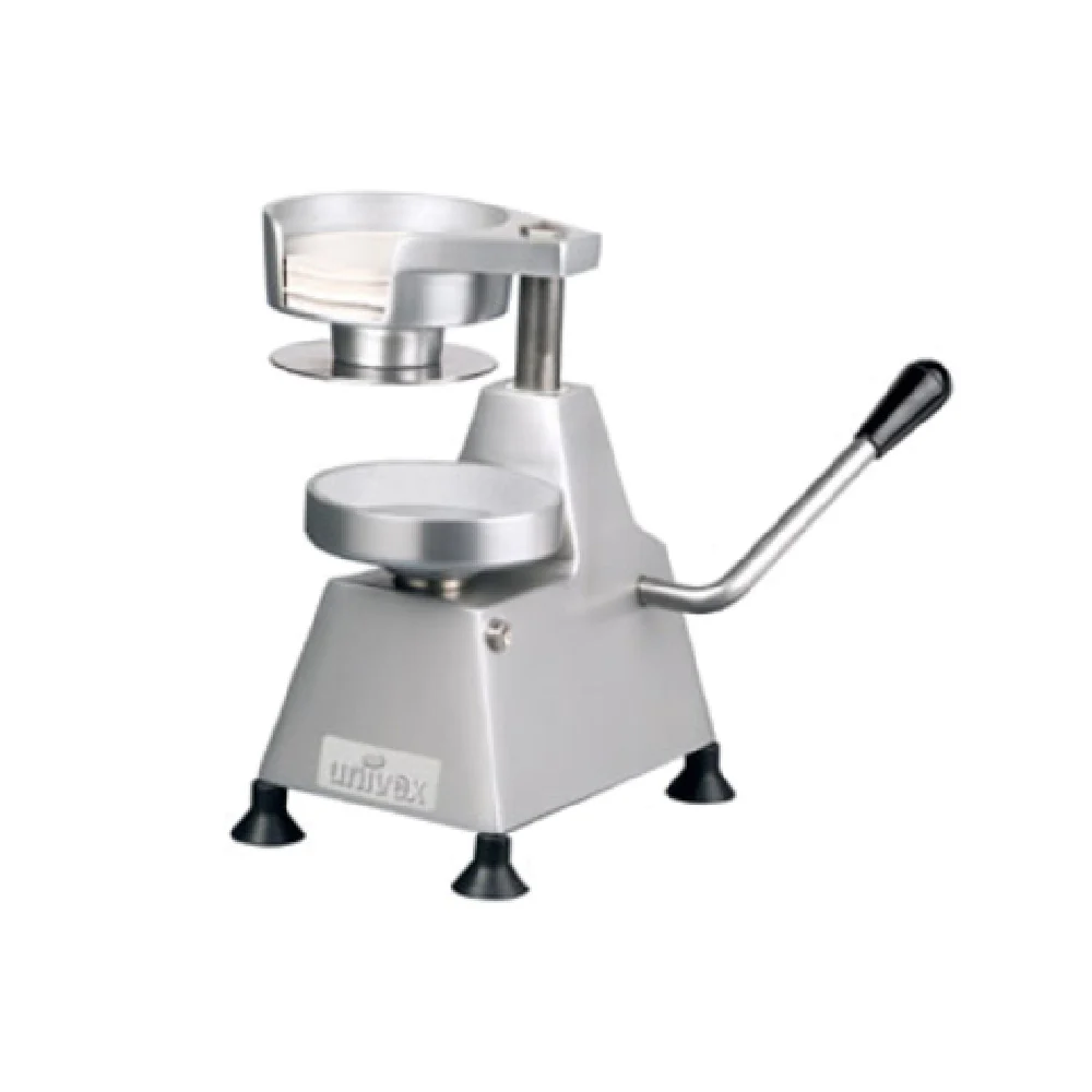 Univex 1405 5 Inch Manual Hamburger Patty Press Aluminum and Stainless Steel with Divider Sheets Univex 1405 5 Inch Manual Hamburger Patty Press Aluminum and Stainless Steel with Divider Sheets