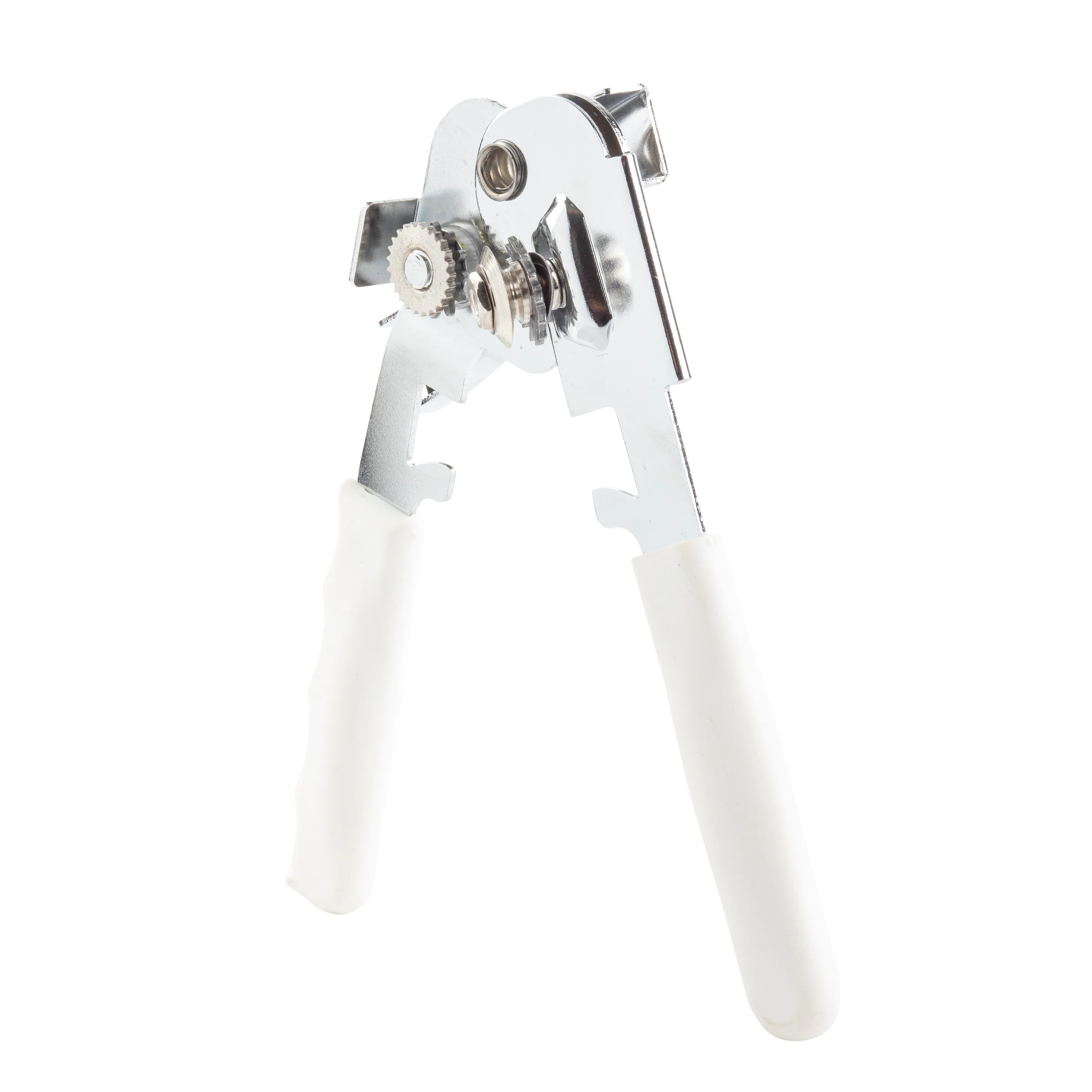Tablecraft 10444W 3-3/4 Inch Manual Can Opener Thermoplastic Rubber White Chrome Plated Steel Tablecraft 10444W 3-3/4 Inch Manual Can Opener Thermoplastic Rubber White Chrome Plated Steel