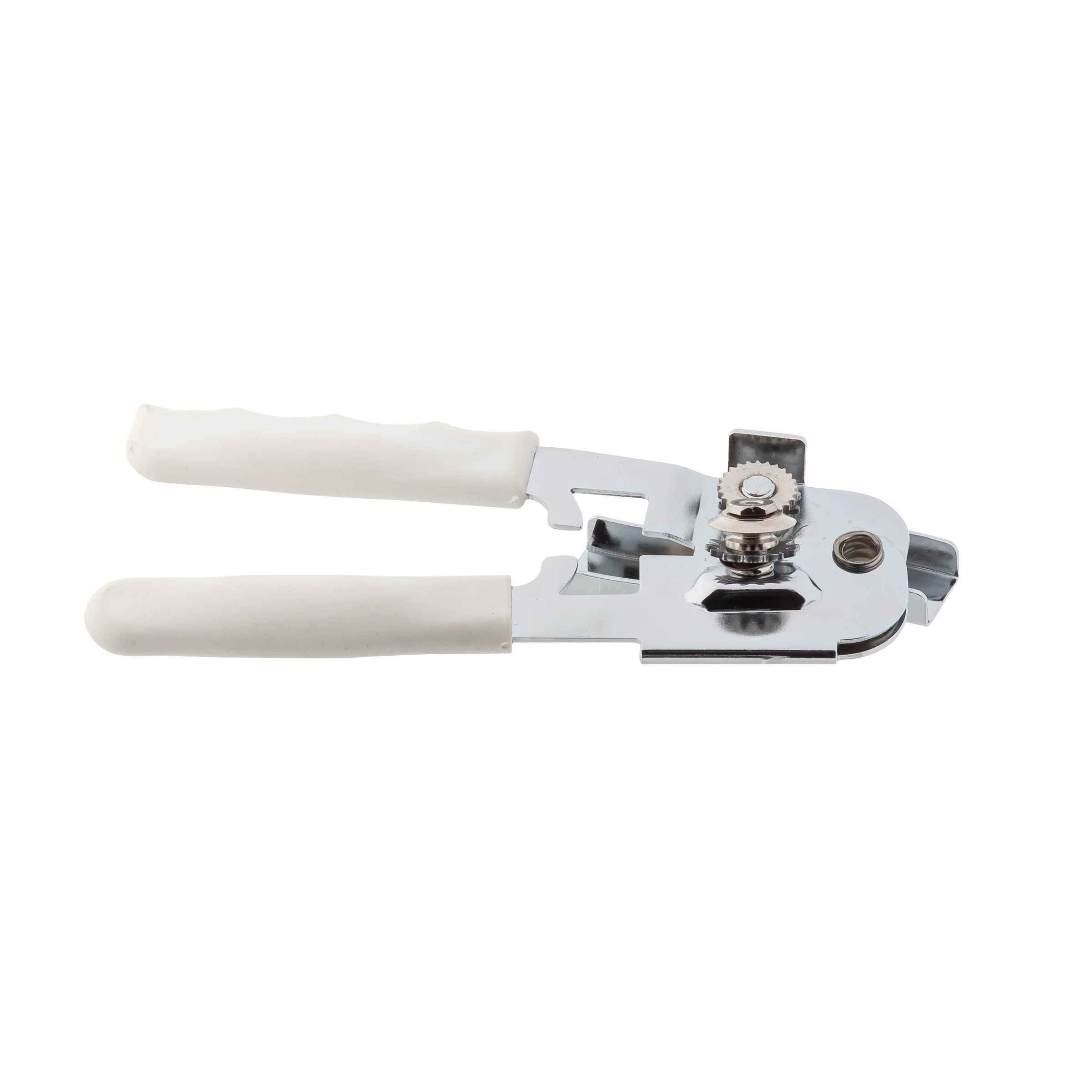 Tablecraft 10444W 3-3/4 Inch Manual Can Opener Thermoplastic Rubber White Chrome Plated Steel Tablecraft 10444W 3-3/4 Inch Manual Can Opener Thermoplastic Rubber White Chrome Plated Steel