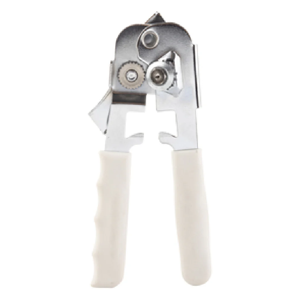 Tablecraft 10444W 3-3/4 Inch Manual Can Opener Thermoplastic Rubber White Chrome Plated Steel Tablecraft 10444W 3-3/4 Inch Manual Can Opener Thermoplastic Rubber White Chrome Plated Steel