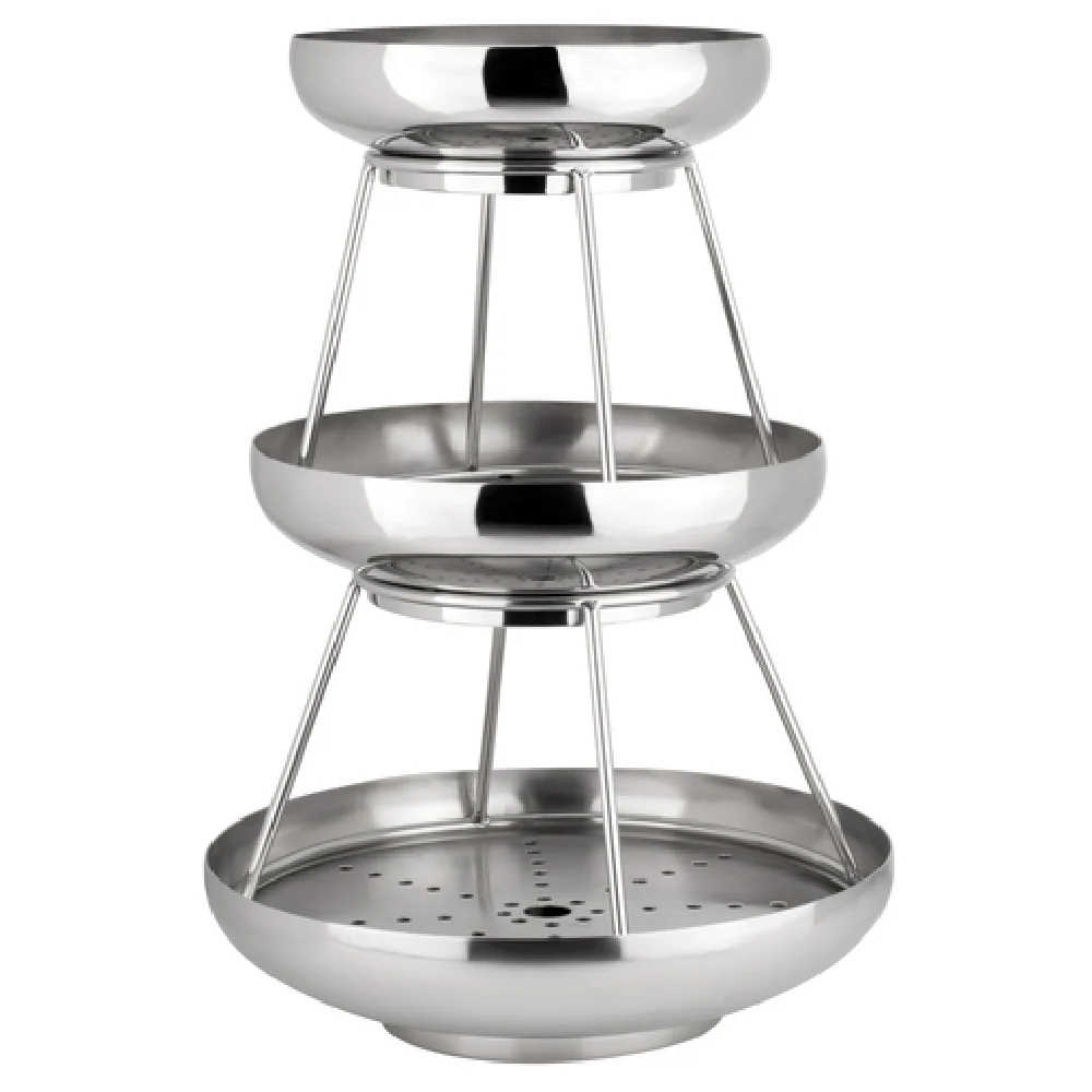 Steelite 5850JX61 11.625 Inch 3-Tier Seafood Stand Stainless Steel with Williamsburg Finish