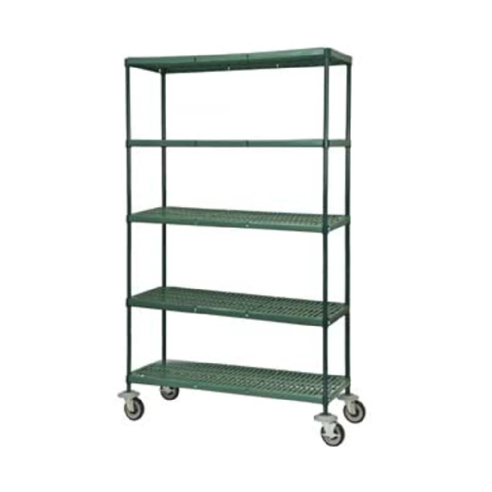 1880 Hospitality FMPS2448695 48 Inch Mobile Shelving Cart with 5 Shelves and Bumpers