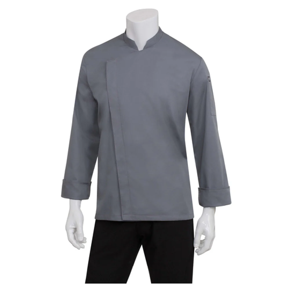Chef Works BCMC010-GRY-M Men's Lansing Chef's Coat Gray Long Sleeve With Tab Chef Works BCMC010-GRY-M Men's Lansing Chef's Coat Gray Long Sleeve With Tab