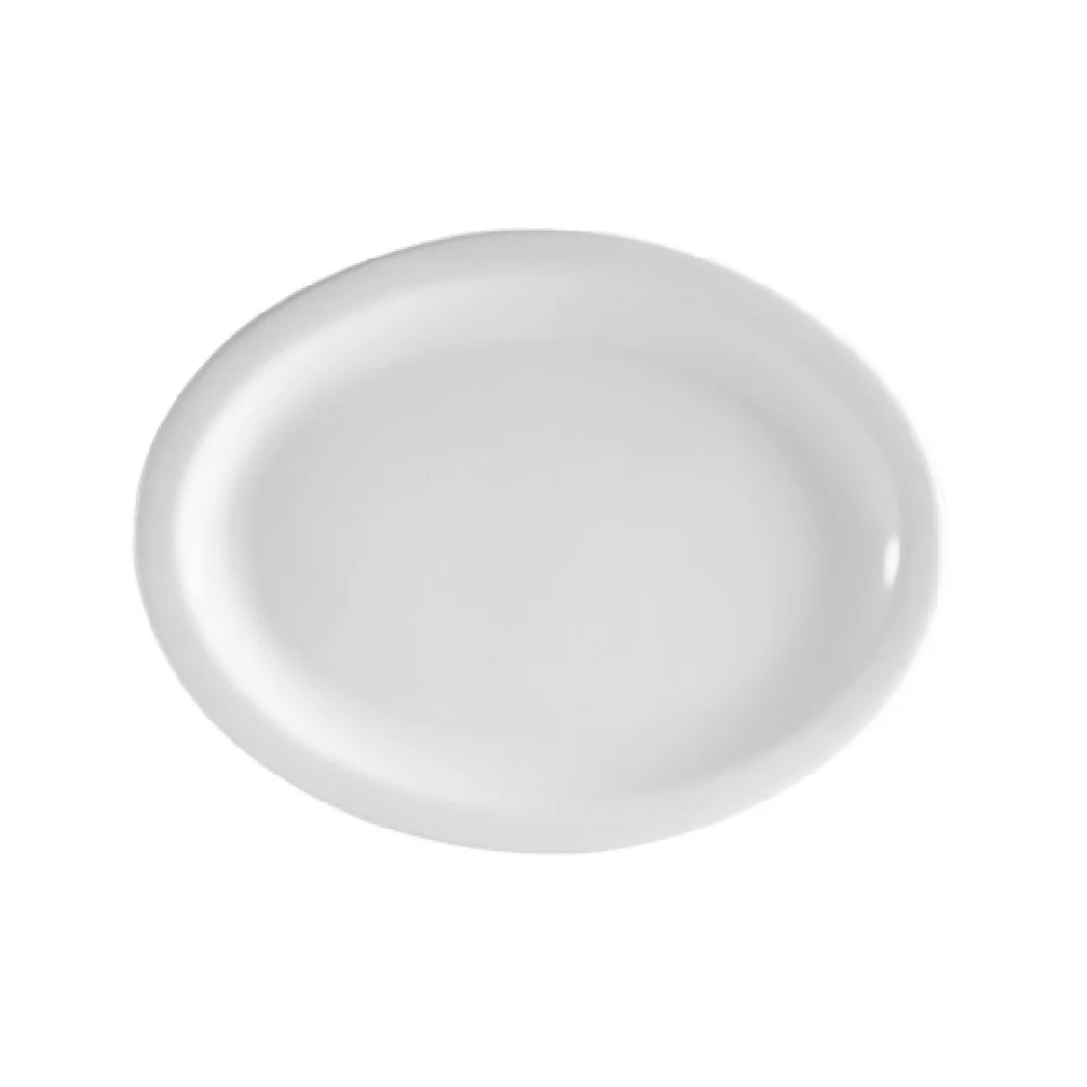 CAC China NCN-14 13 Inch Oval Platter Narrow Rim Porcelain White