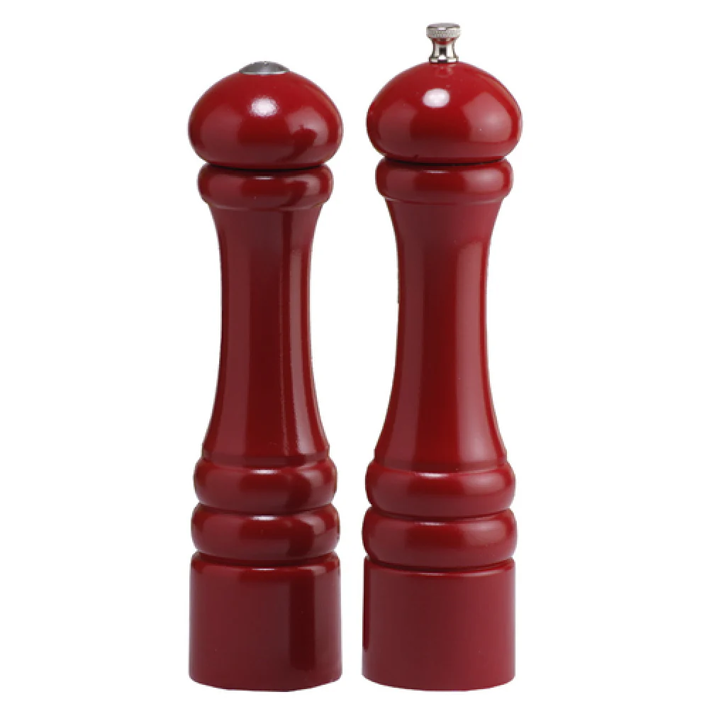 Chef Specialties 10600 10 Inch Professional Salt and Pepper Mill Set Candy Apple Red Wood