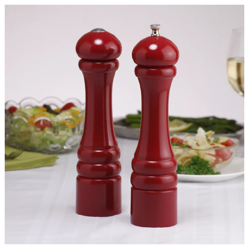 Chef Specialties 10600 10 Inch Professional Salt and Pepper Mill Set Candy Apple Red Wood Chef Specialties 10600 10 Inch Professional Salt and Pepper Mill Set Candy Apple Red Wood