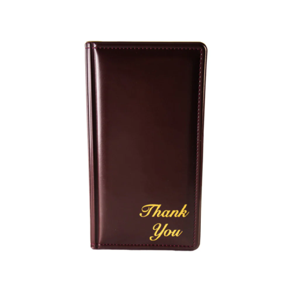 Risch 5000P WINE THANKYOU 5 Inch Burgundy Guest Check Presenter with Foil Stamp