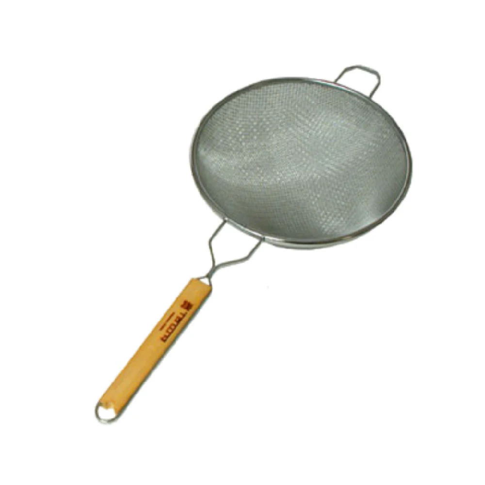 Town 42410-S/DZ 10-3/8 Inch Double Mesh Strainer with Lacquered Wood Handle