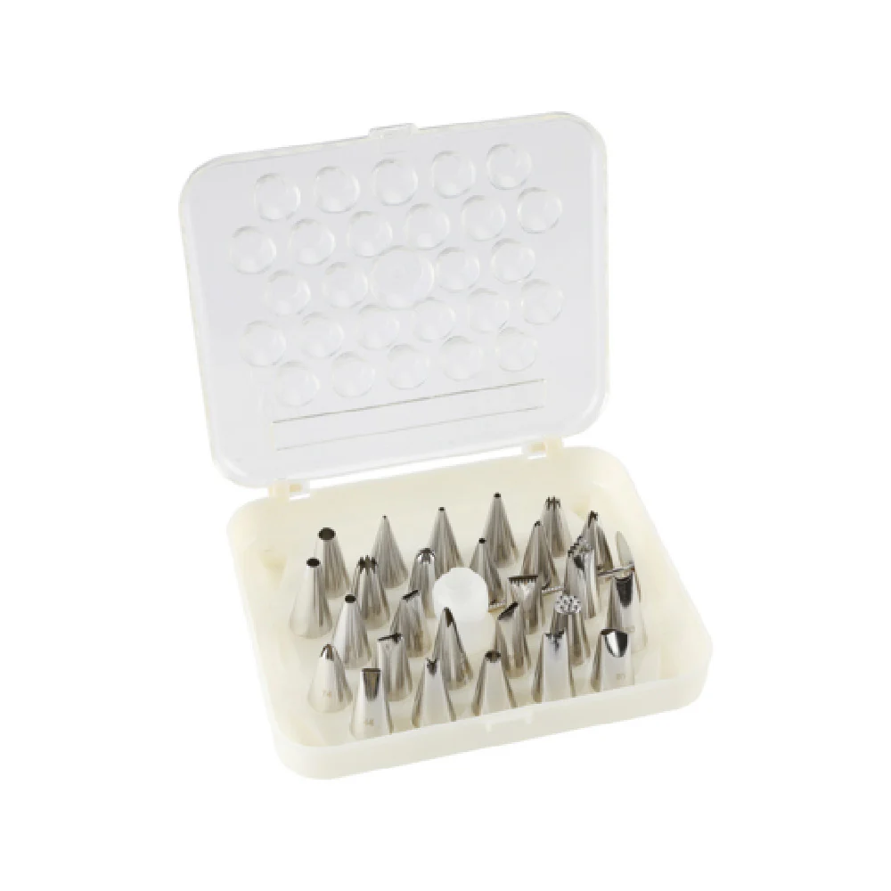 CAC China B7DT-26 Set of 26 Stainless Steel Cake Decorating Tube Tips
