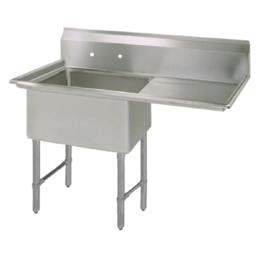 BK Resources BKS-1-18-12-18RS 38 Inch Sink One Compartment with Right Drainboard
