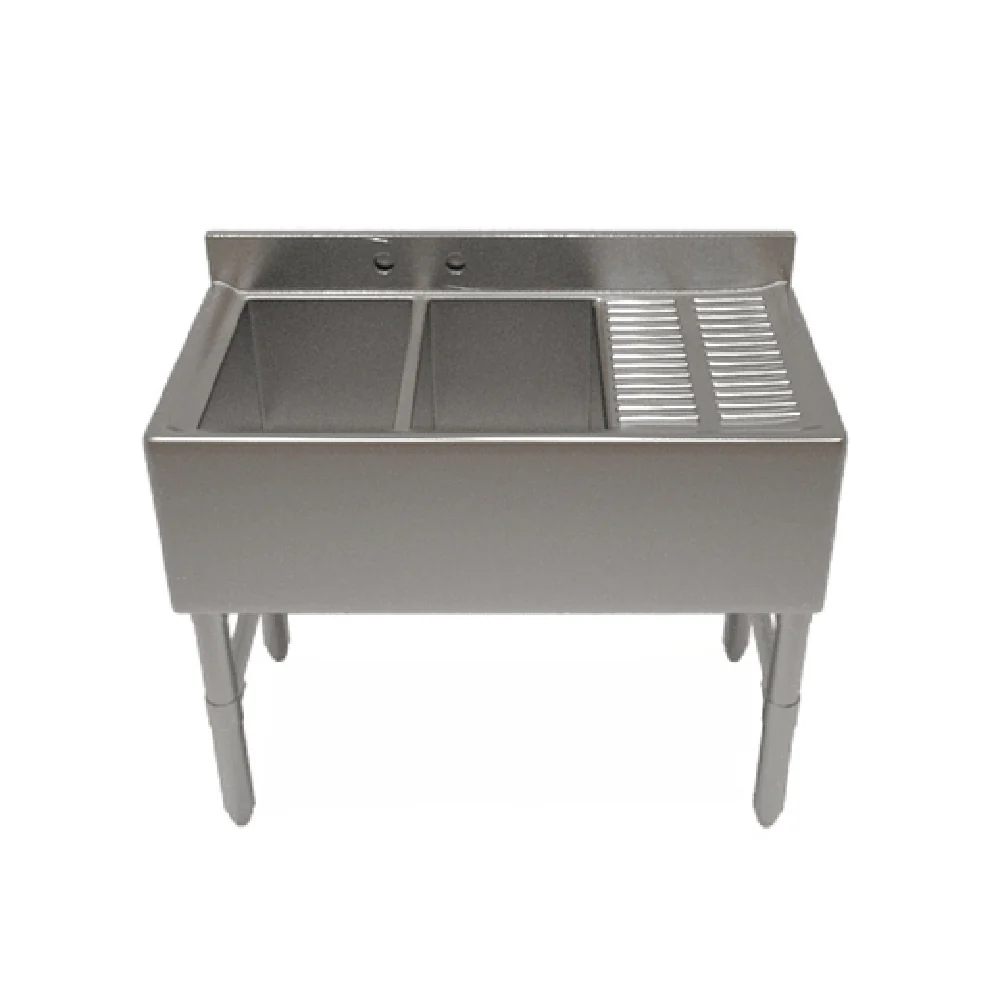 NBR Equipment UW-3-101410-48R 48 Inch Stainless Steel Underbar Sink Unit with three bowls NBR Equipment UW-3-101410-48R 48 Inch Stainless Steel Underbar Sink Unit with three bowls