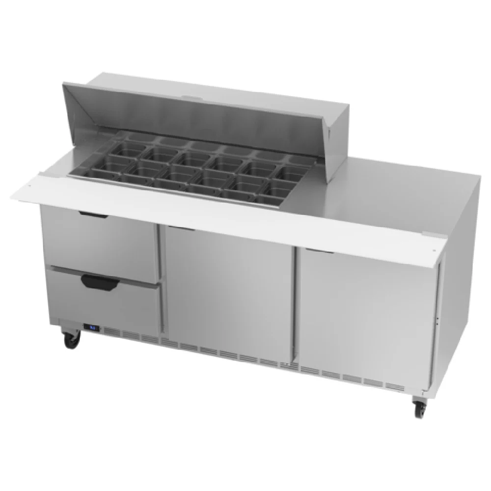 Beverage Air SPED72HC-18M-2 72 Inch Mega Top Refrigerated Counter with 20 cu ft Capacity Beverage Air SPED72HC-18M-2 72 Inch Mega Top Refrigerated Counter with 20 cu ft Capacity
