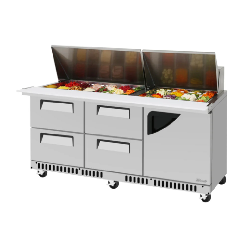 Turbo Air TST-72SD-30-D4R(L)-FB-N 72 Inch Super Deluxe Refrigerated Counter with 17.6 cu ft Turbo Air TST-72SD-30-D4R(L)-FB-N 72 Inch Super Deluxe Refrigerated Counter with 17.6 cu ft