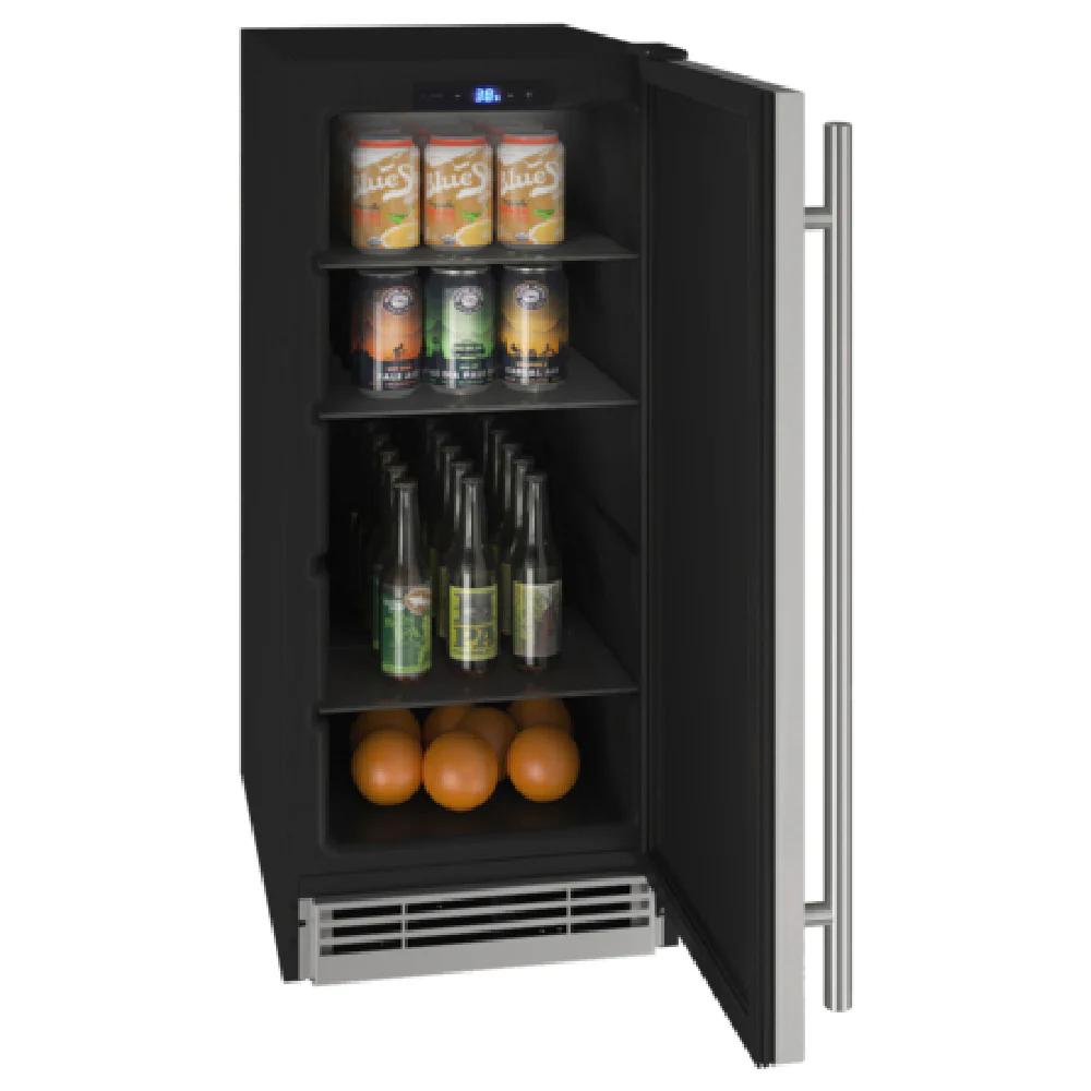 U-Line Corporation UHRE115-SS01A 15 Inch 3.1 Cu Ft Reach-In Undercounter Refrigerator Black