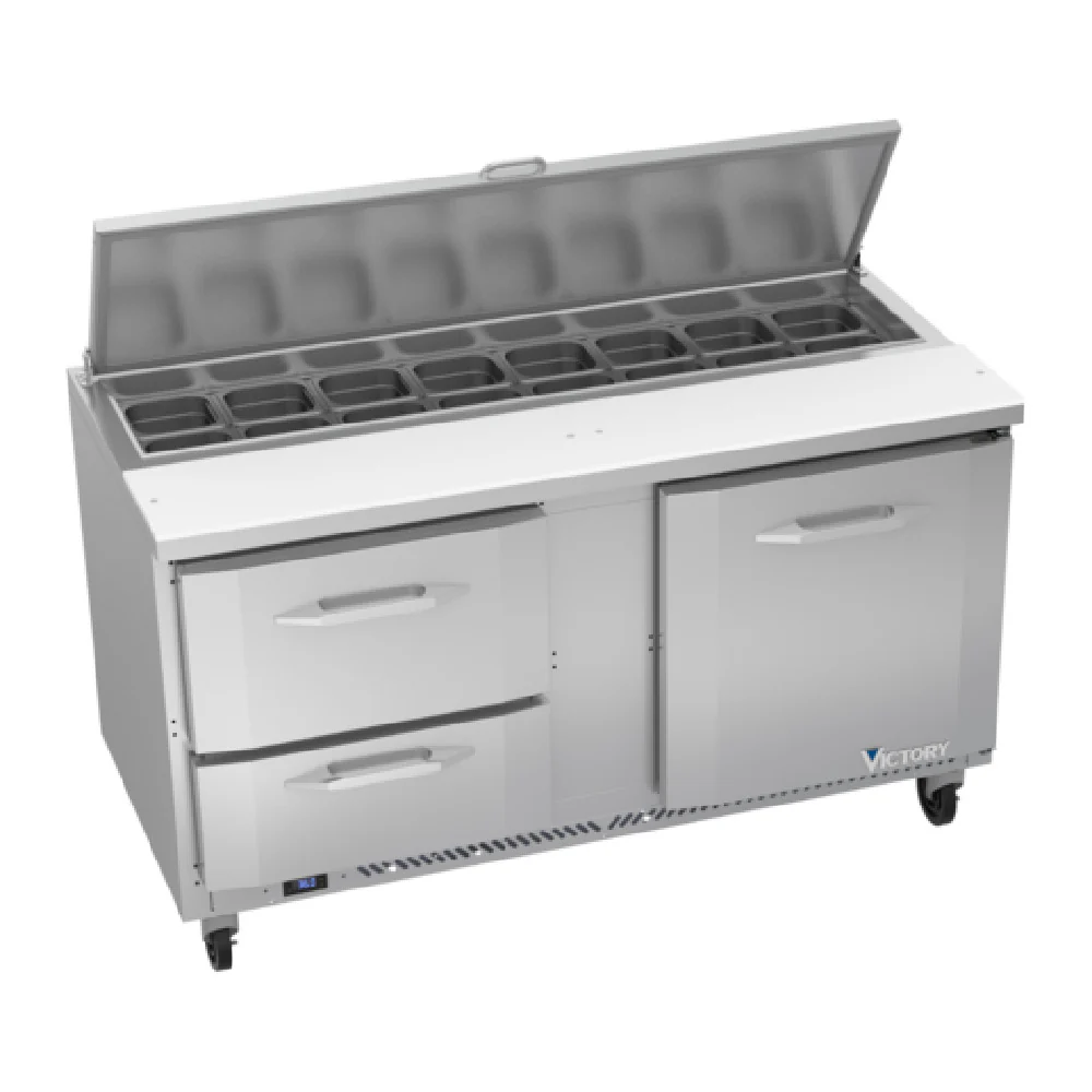 Victory VSPD60HC-16-2 60 Inch Refrigerated Counter Sandwich Prep Table with 16 Cubic Feet