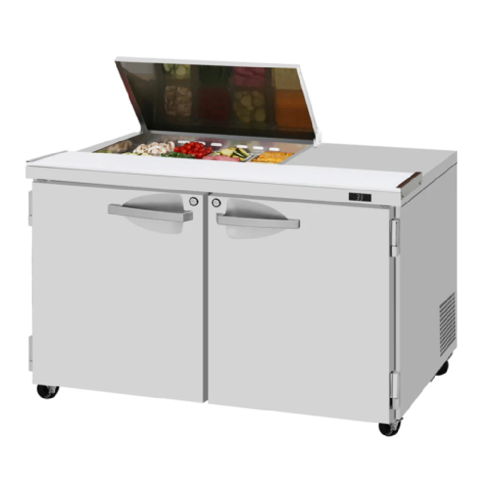 Turbo Air PST-48-08S-N-FL 48 Inch Sandwich Salad Prep Counter with Flat Lid Turbo Air PST-48-08S-N-FL 48 Inch Sandwich Salad Prep Counter with Flat Lid
