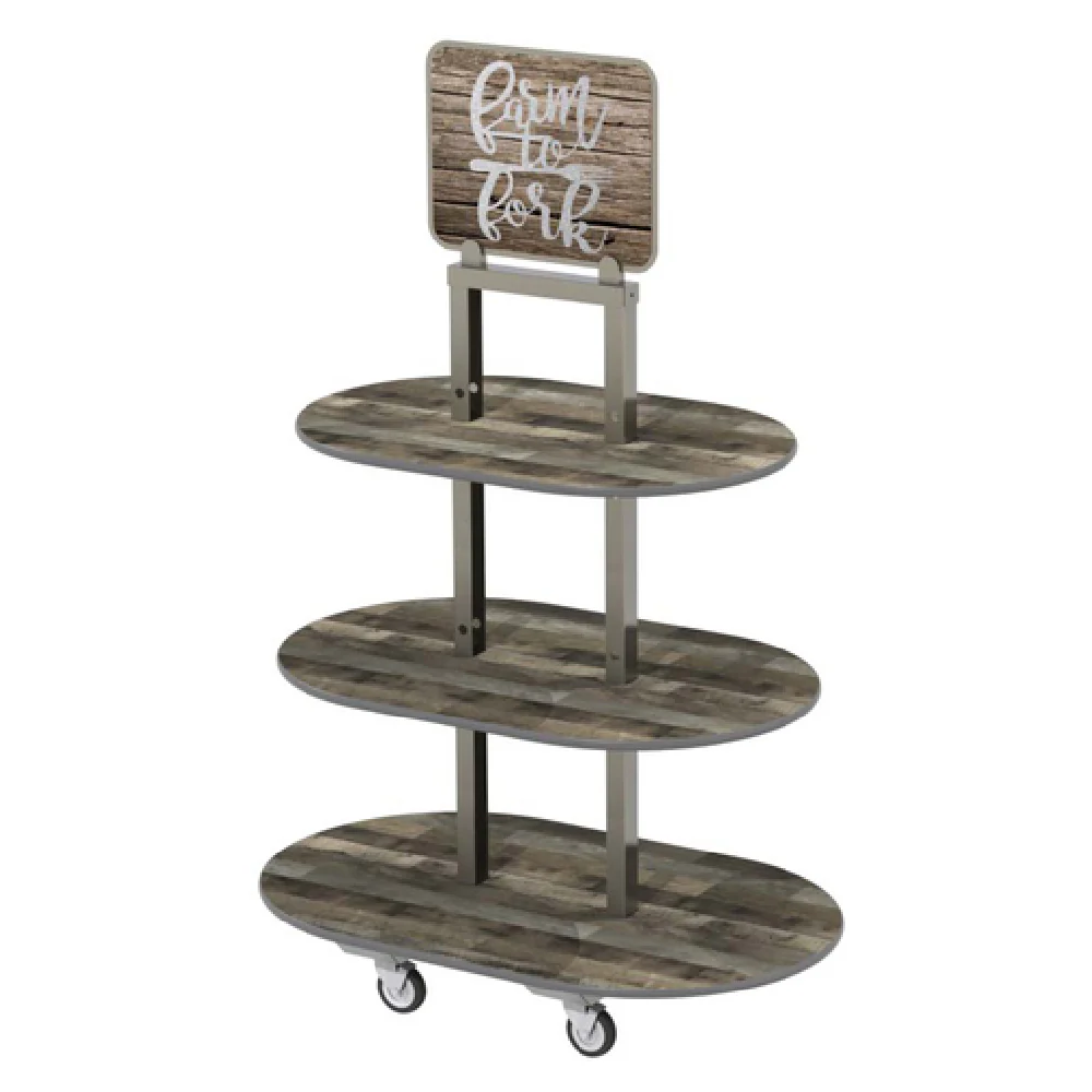 Lakeside 155044 48 Inch Merchandising Display Cart with 3 Wood Laminate Shelves
