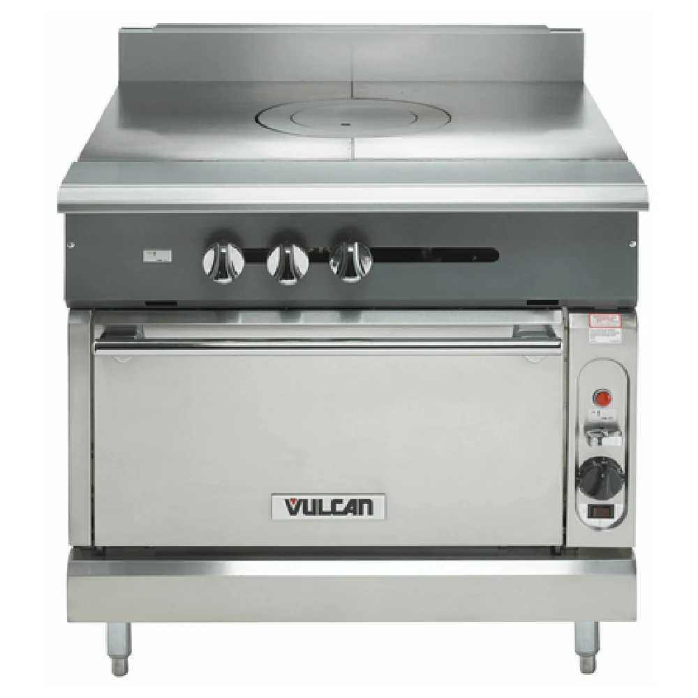 Vulcan V2P36C_LP 36 Inch Gas Range with 2 Plancha Griddles and Convection Oven 67000 BTU