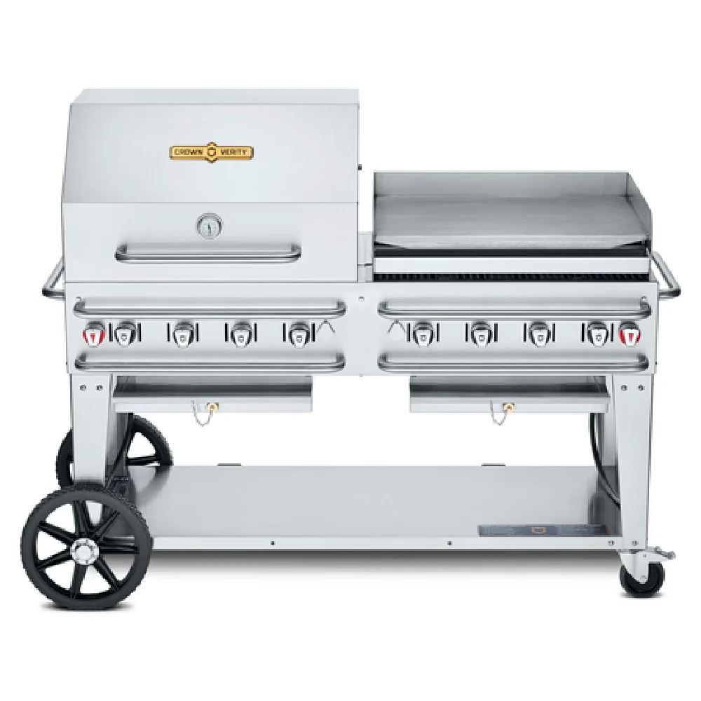 Crown Verity CV-RCB-60RGP-SI50/101 69 Inch Gas Charbroiler with 8 Burners Crown Verity CV-RCB-60RGP-SI50/101 69 Inch Gas Charbroiler with 8 Burners