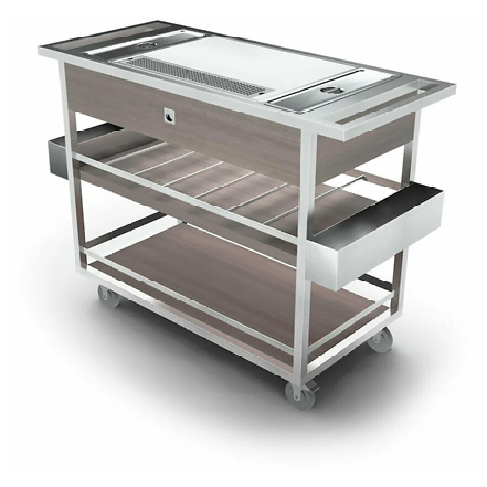 Forbes Industries F35-5513 58 Inch Mixology Cart with Ice Compartments and Amenities