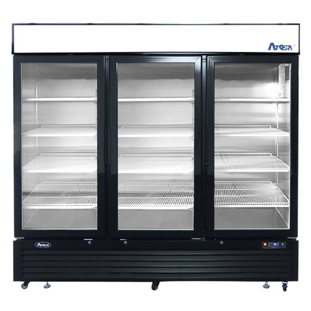 Atosa MCF8728GR 81-9/10 Inch Three-Section Freezer Merchandiser 68 cu ft Black Stainless Steel