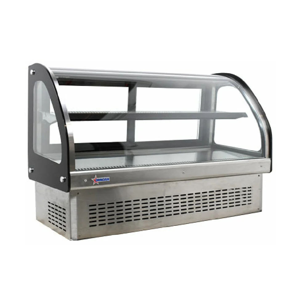 Omcan 44261 47 Inch Countertop Refrigerated Display 6.1 cu ft Stainless Steel with Curved Glass