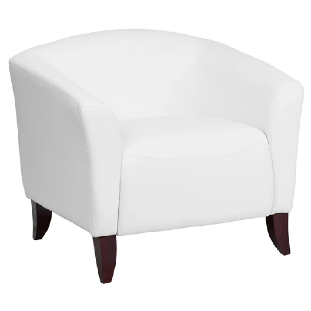 Flash Furniture 111-1-WH-GG 33 Inch Reception Chair LeatherSoft Upholstery with Sloping Arms