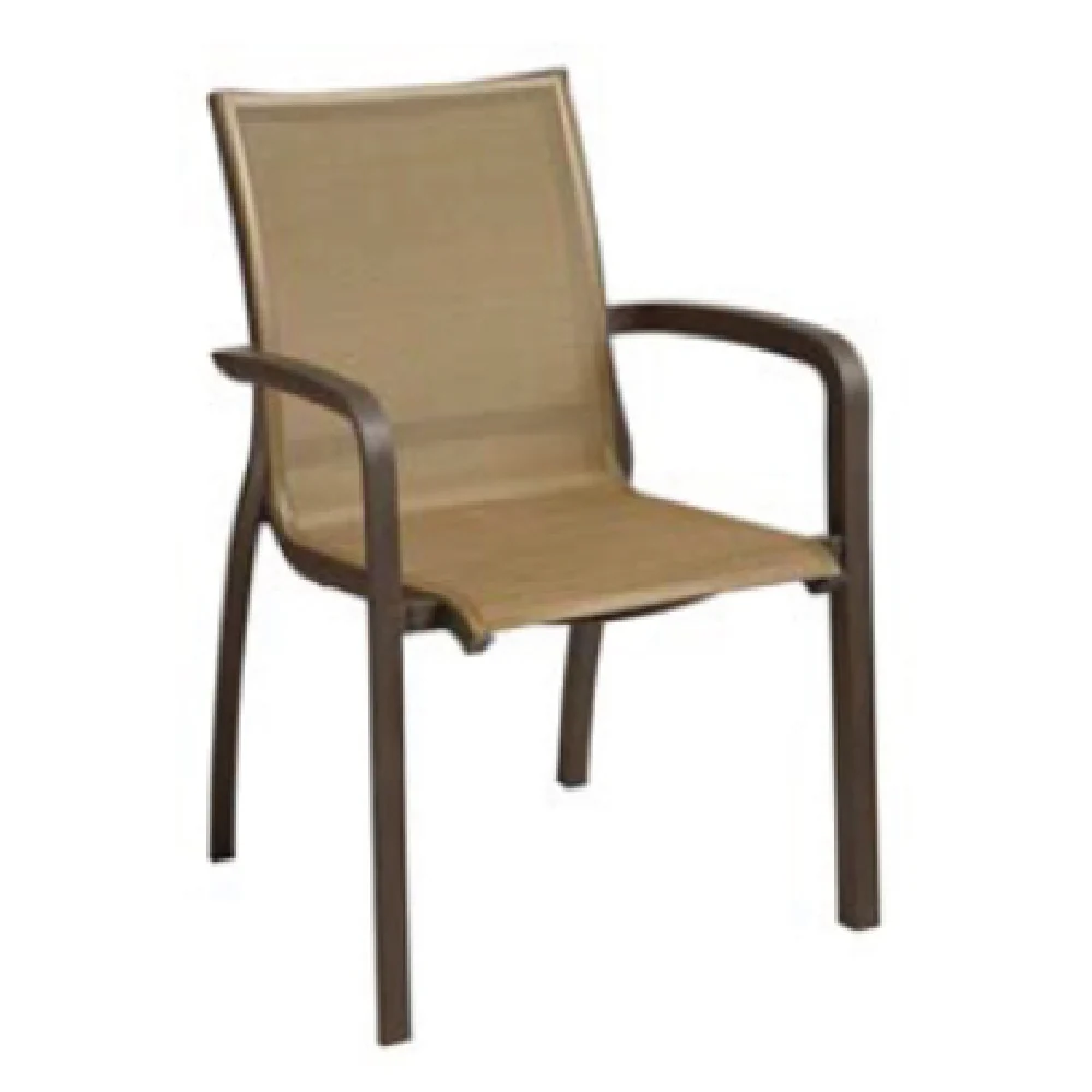 Grosfillex US646599 24 Inch Armchair Stacking Outdoor Textilene Sling Fusion Bronze