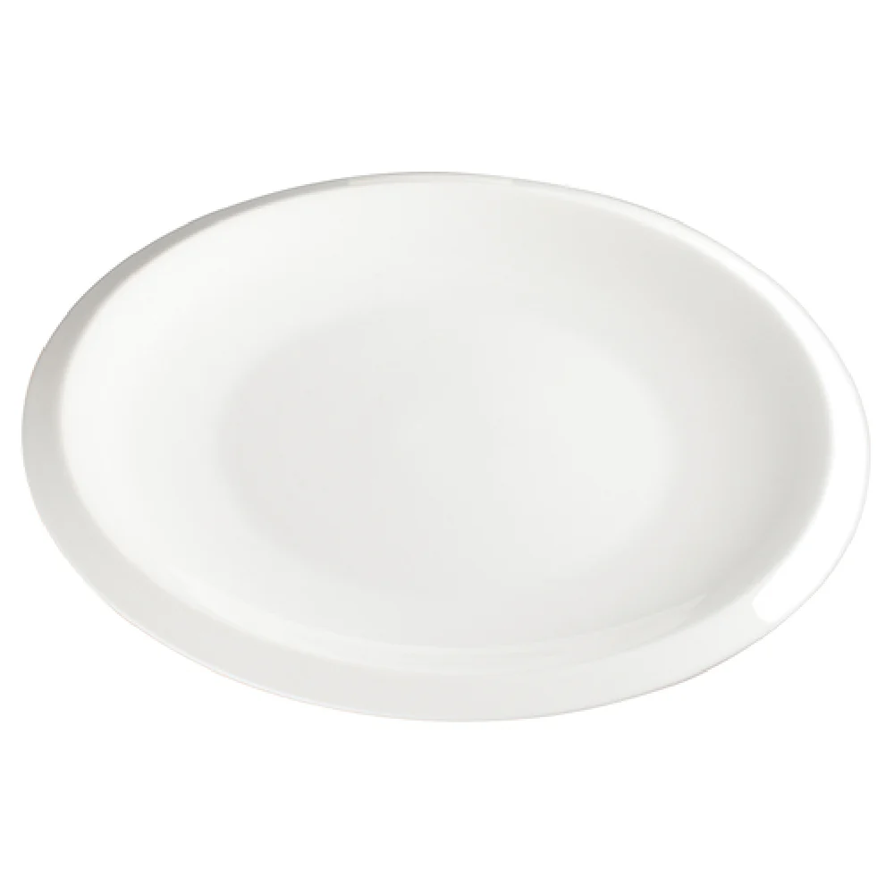 Winco WDP006-202 10-1/4 Inch Oval Narrow Rim Dishwasher Safe Porcelain Plate