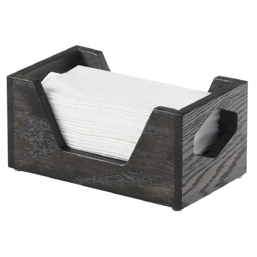 Cal Mil 3810-87 9-1/2 Inch Oak Wood Dark Ash Gray Napkin Holder with Cutouts
