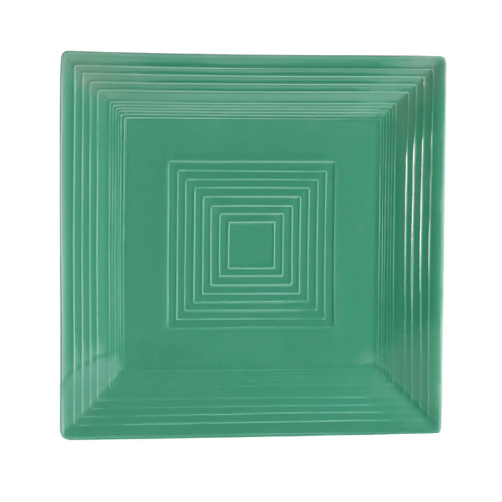 CAC China TG-SQ16-G 10 Inch Square Plate Embossed Porcelain Green