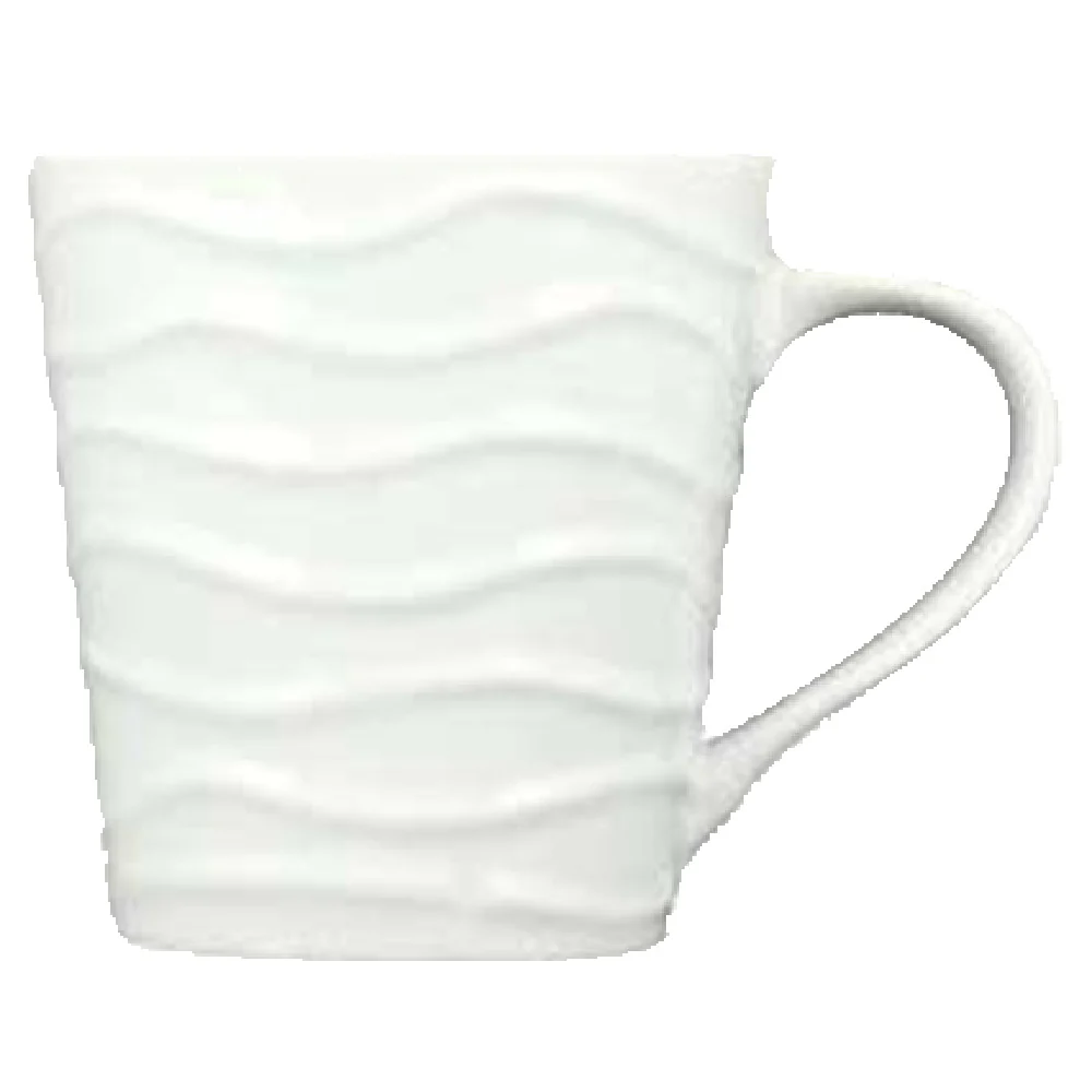 Vertex China CR-1 10 Oz Cup with Handle Wavy Texture Porcelain Bright White