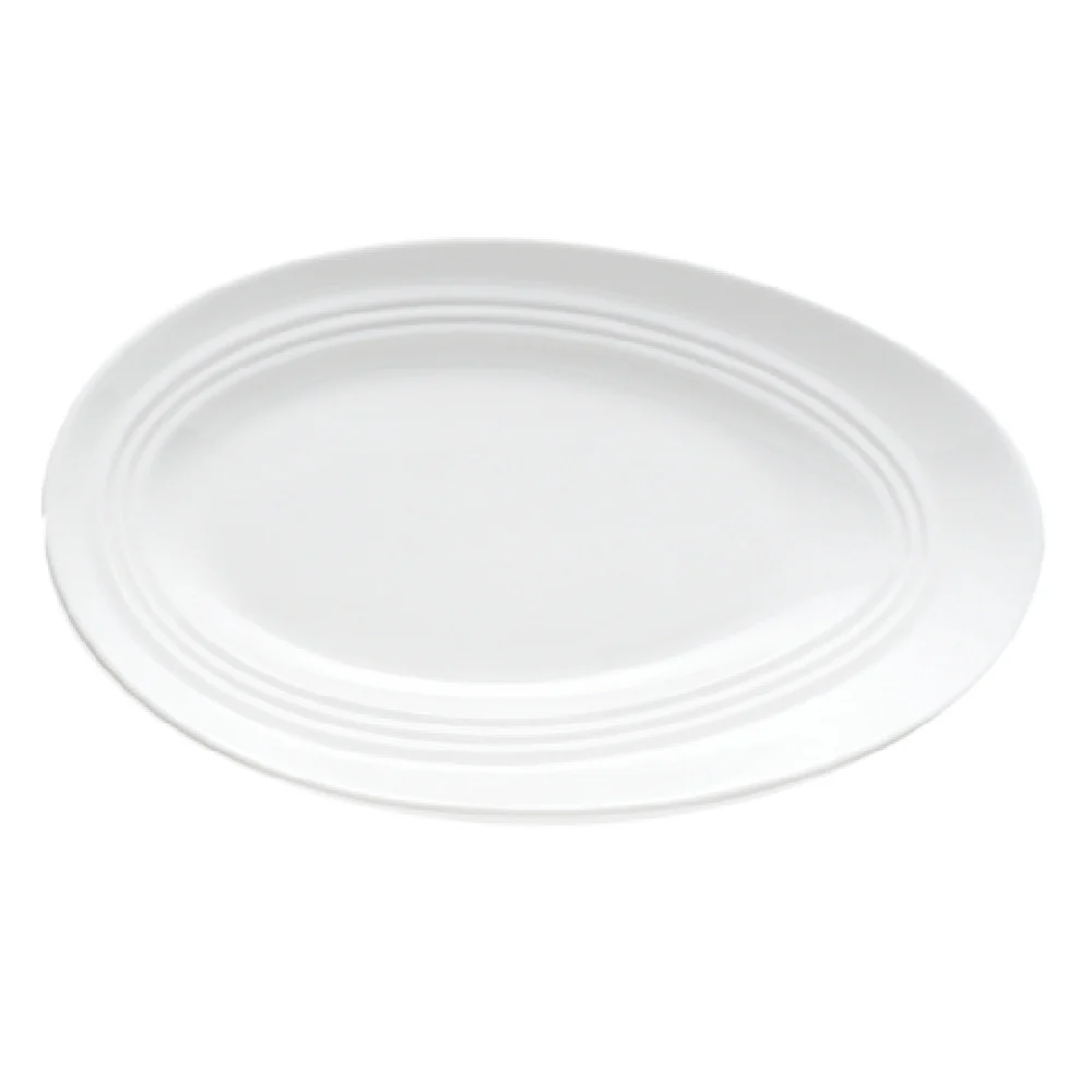 Bon Chef 1100010P 14 Inch Slanted Oval Plate White Porcelain Wide Rim Bon Chef 1100010P 14 Inch Slanted Oval Plate White Porcelain Wide Rim