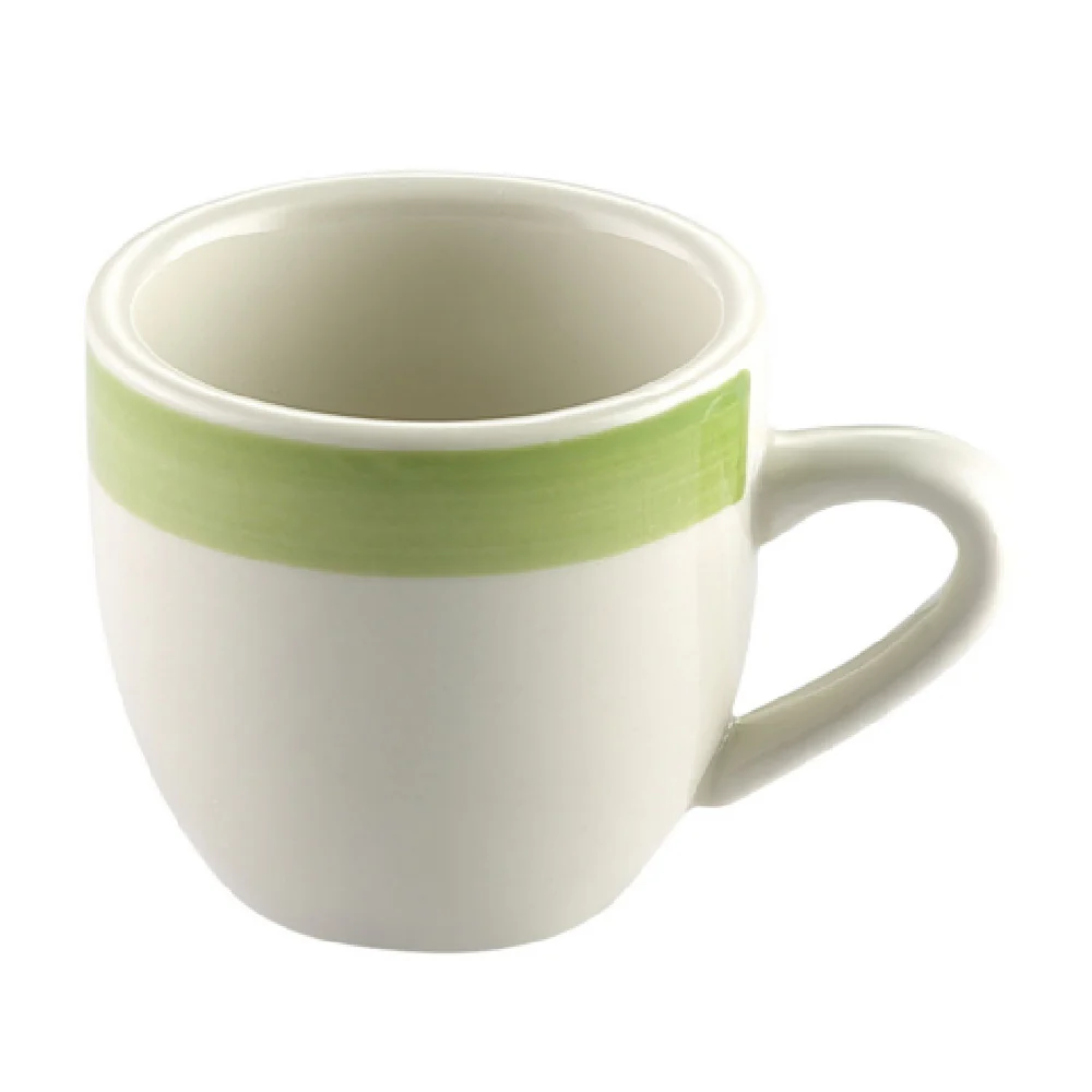 CAC China R-35-G 3-1/2 Oz Rainbow A.D Cup Ceramic Dishwasher Safe Green White